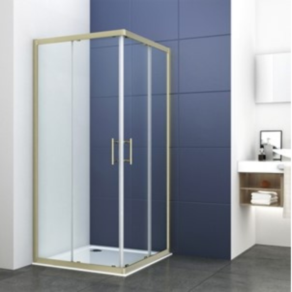 Emporio Bathrooms - Arley Ralus 6 900mm Corner Entry Enclosure Brushed Brass - 1