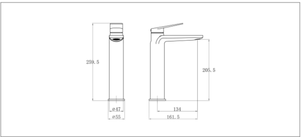 Trisen Roveri Tall Basin Mixer Brushed Brass (No Waste) - Image 2