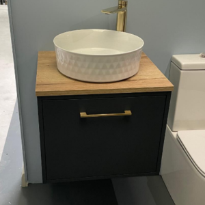 Emporio Uno Wall Hung Vanity, Oak Worktop, & Basin