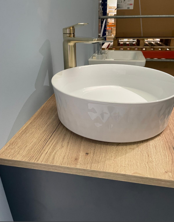 Emporio Uno Wall Hung Vanity, Oak Worktop, & Basin - Image 3