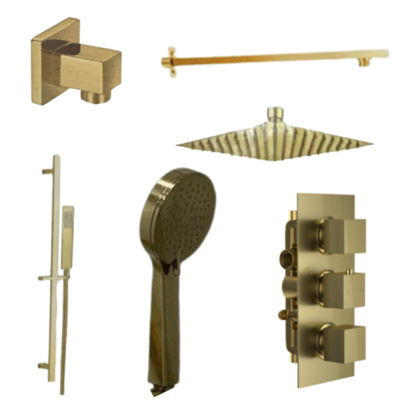 Moy Valve, Head and Slide Rail Brushed Brass Concealed